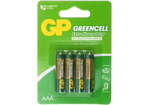 Батарейка солевая GP Greencell, AAA, R03, 1.5V, 4 шт.