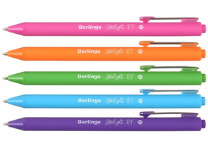 Ручка шариковая автоматическая Berlingo Starlight RT, корпус ассорти, стержень синий