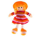 Игрушка мягкая «Кукла», высота 30 см, в платье в полоску и шляпке