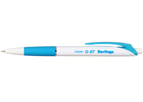 Ручка шариковая автоматическая Berlingo G-07, корпус белый с голубым, стержень синий