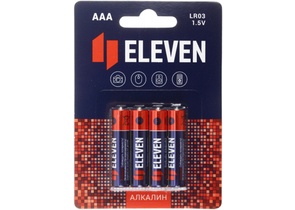 Батарейка щелочная Eleven, AAA, LR03, 1.5V, 4 шт.